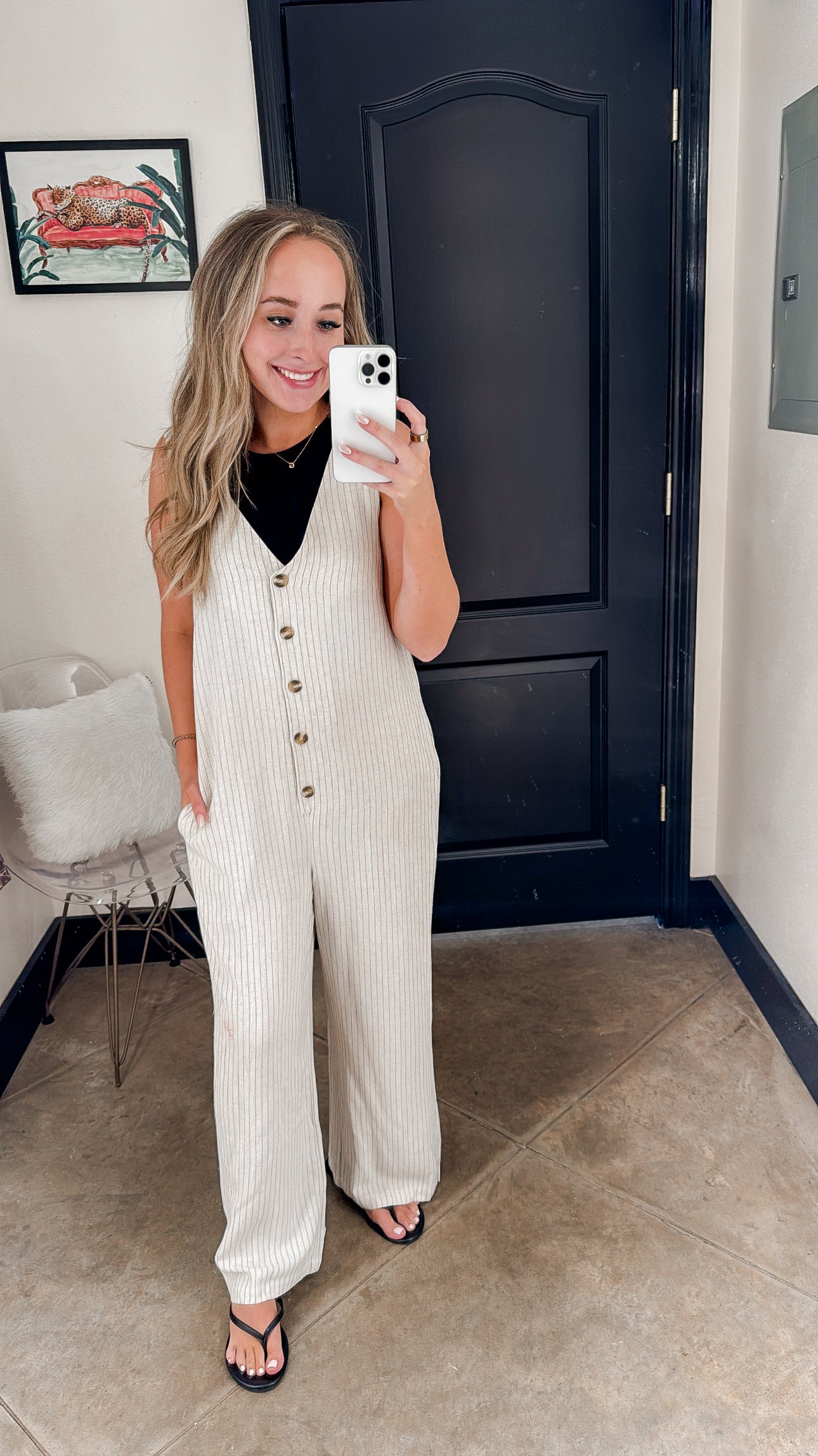 Linen blend jumpsuit overalls