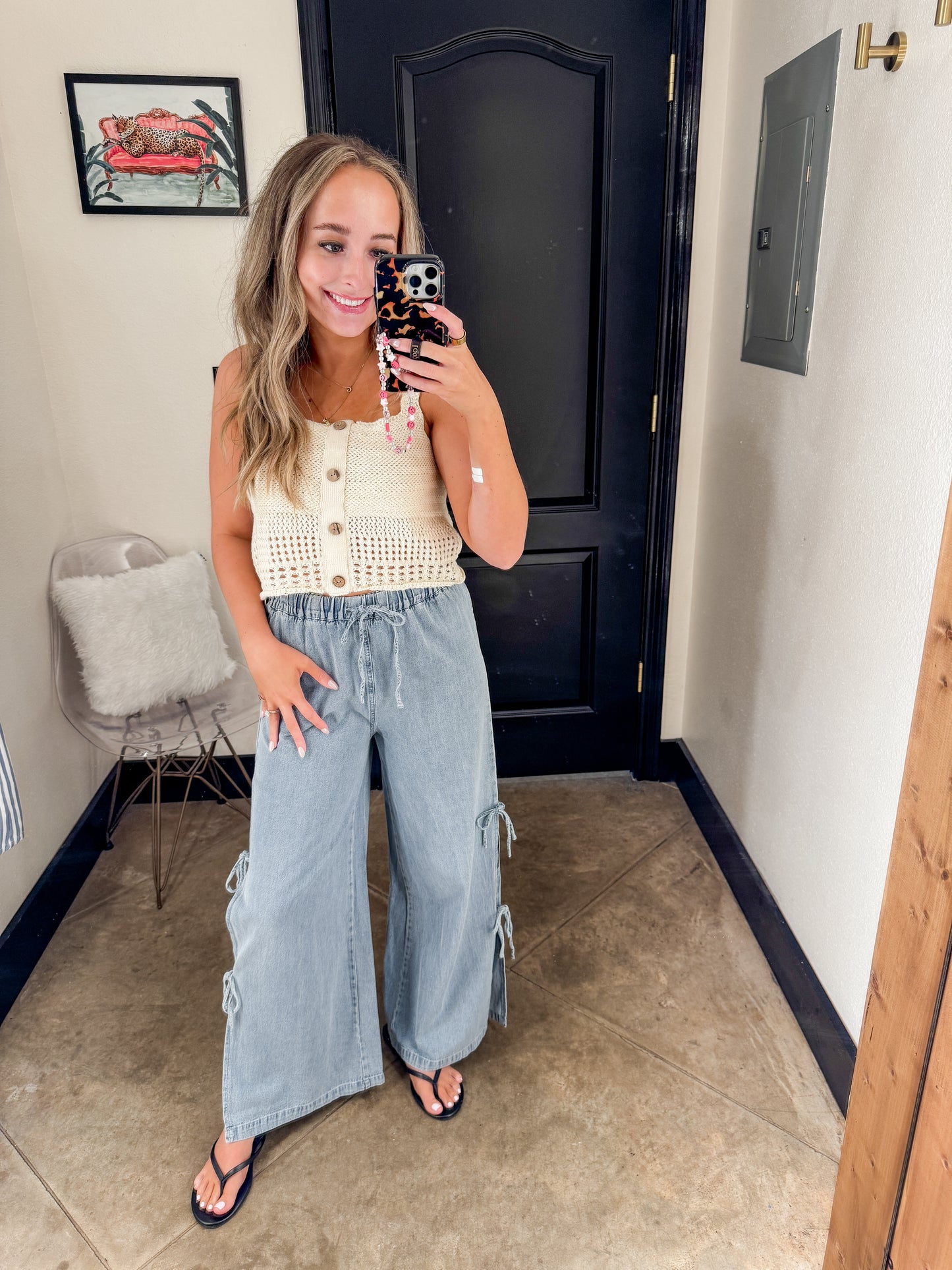 Denim tied on the side pants