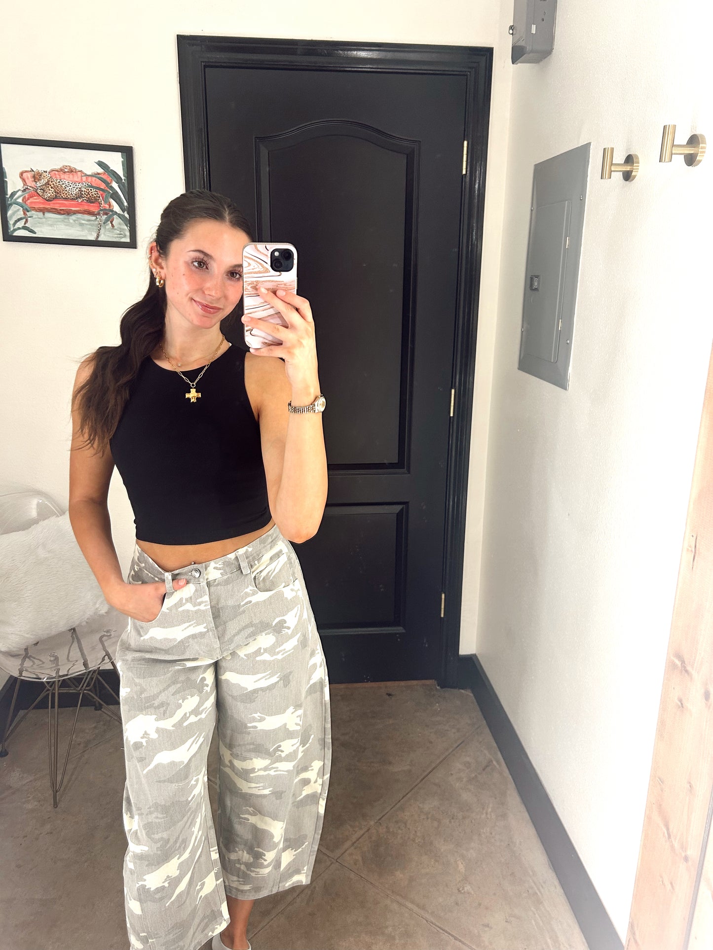 Camo Cropped Jeans
