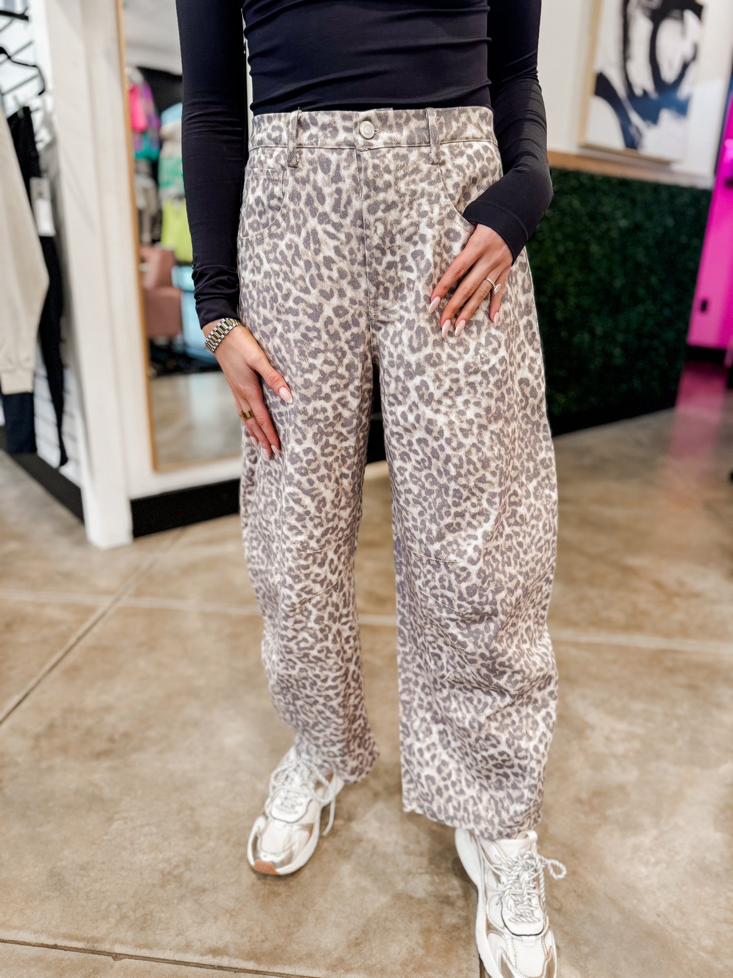 Leopard Barrel Jeans