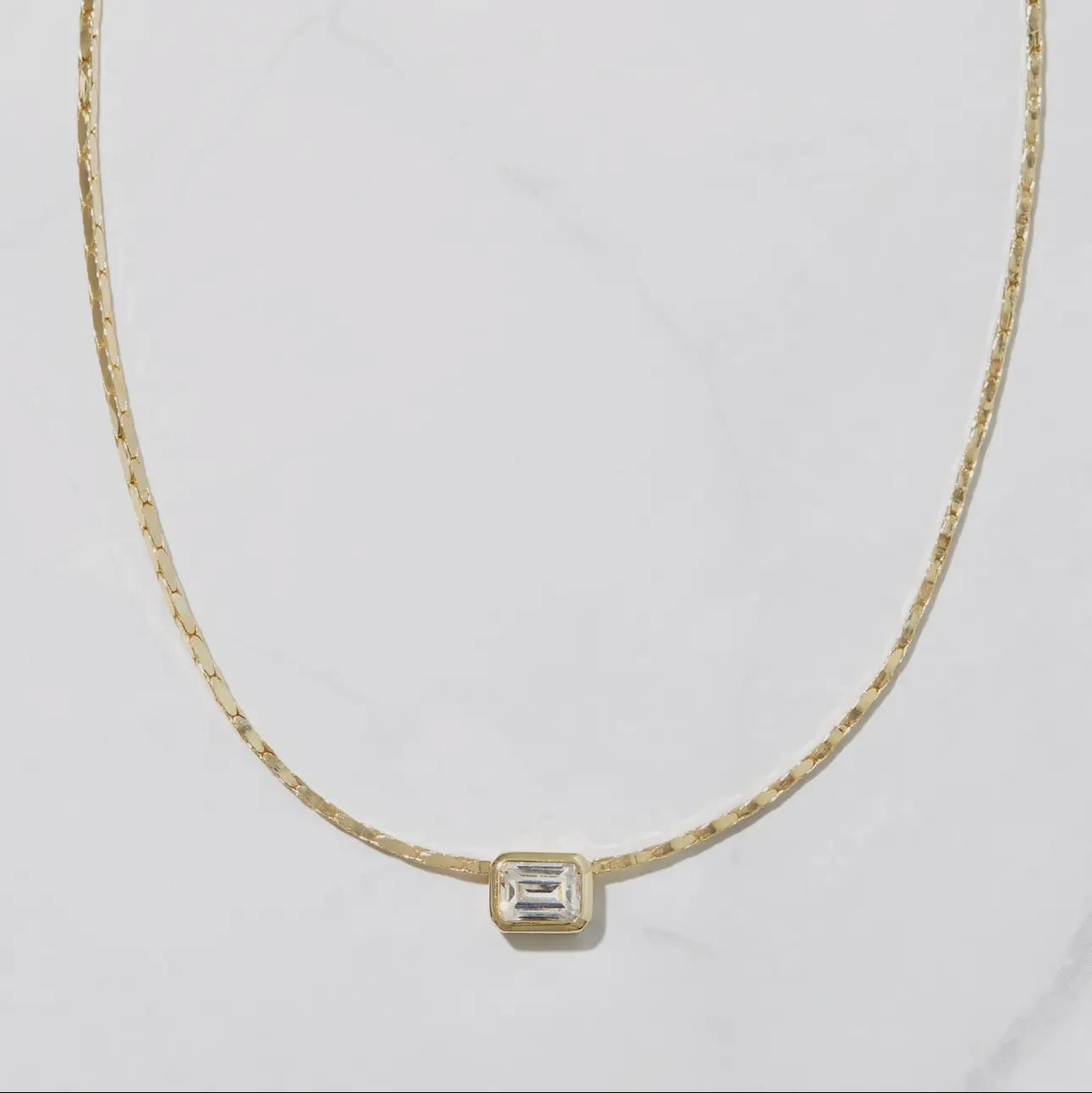 Baguette bezel necklace