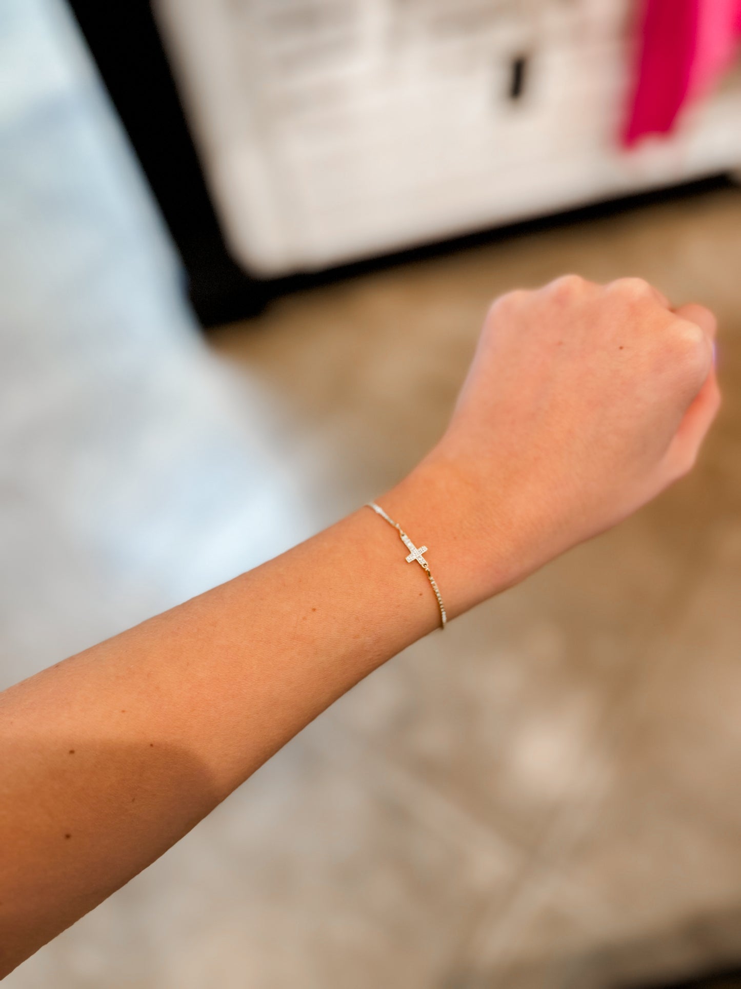 Crystal Cross Slider Bracelet