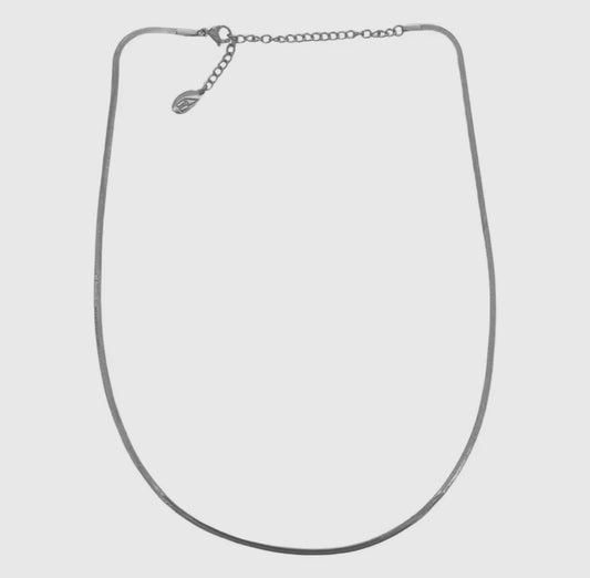 Micro Silver Herringbone Necklace