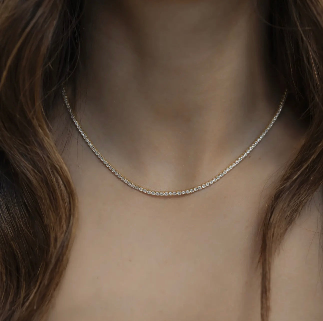 Gold tennis necklace