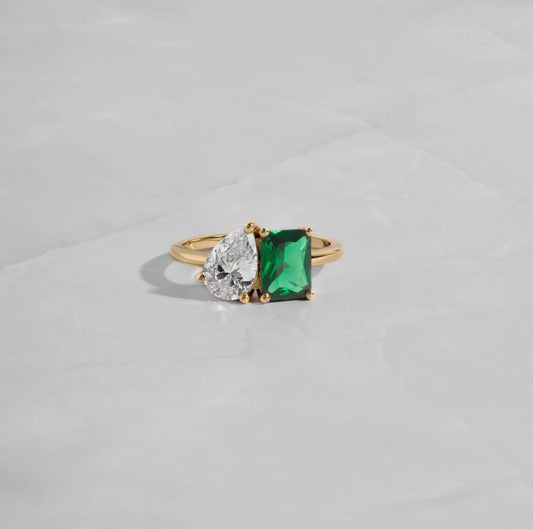 2 stone green ring