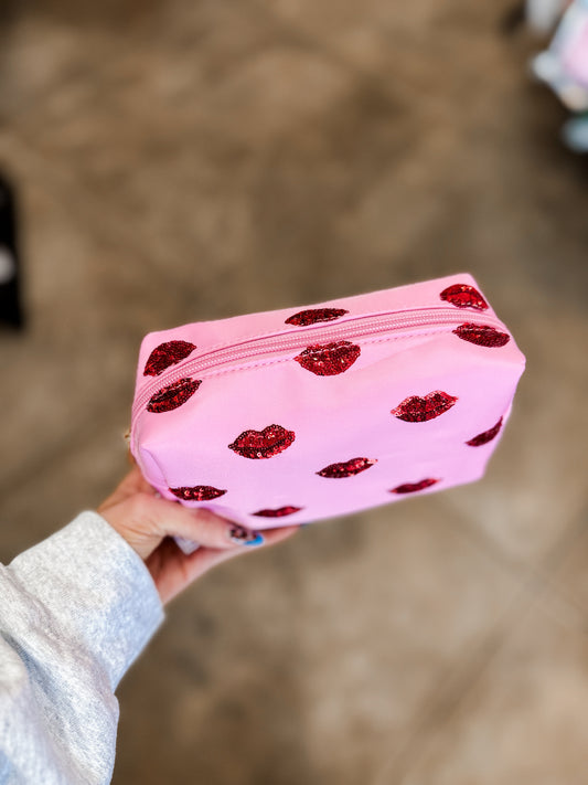 Glitter Lips Cosmetic Pouch