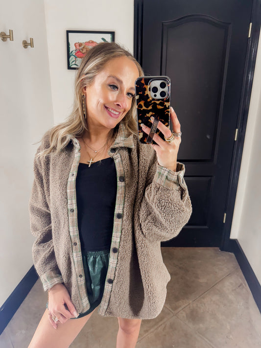 Plaid Detail Shacket