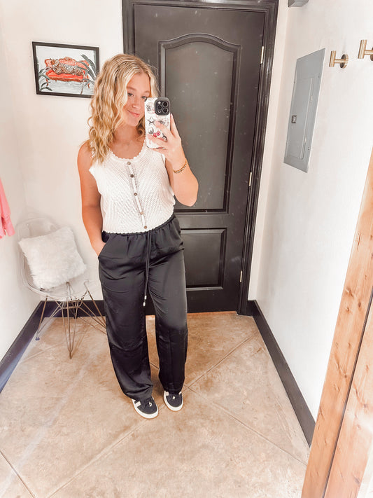 Wide leg satin pants