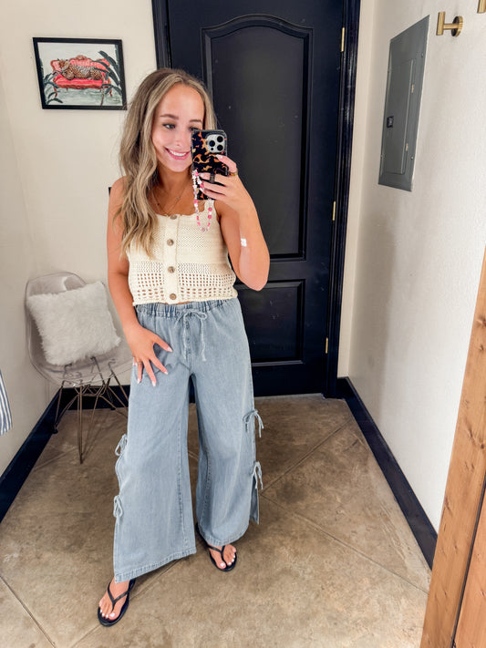 Denim tied on the side pants