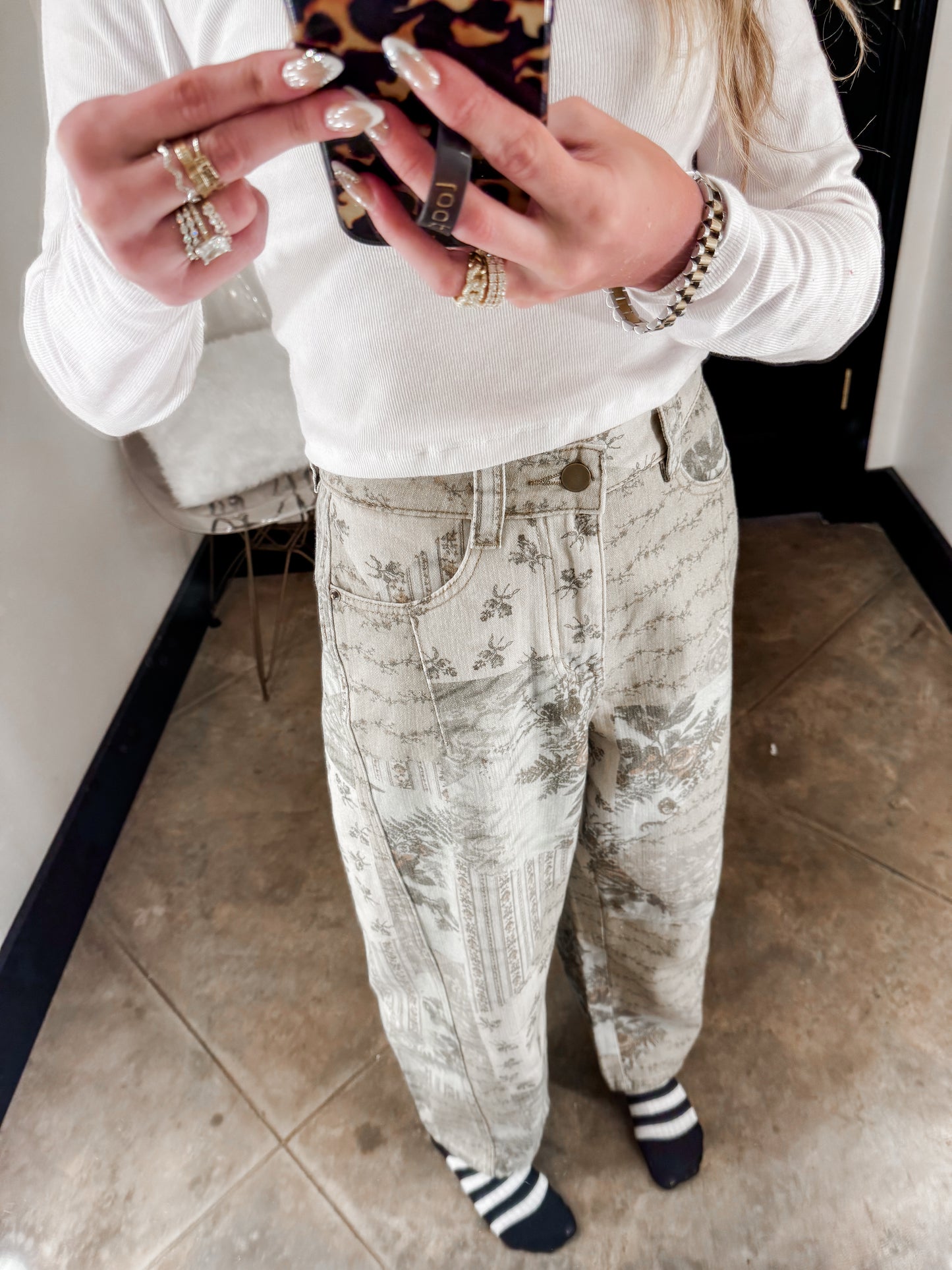 Printed Barrel Pants