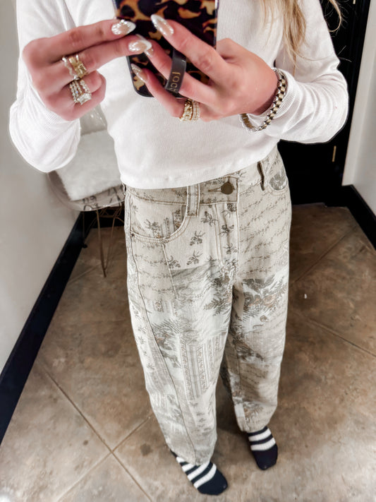 Printed Barrel Pants