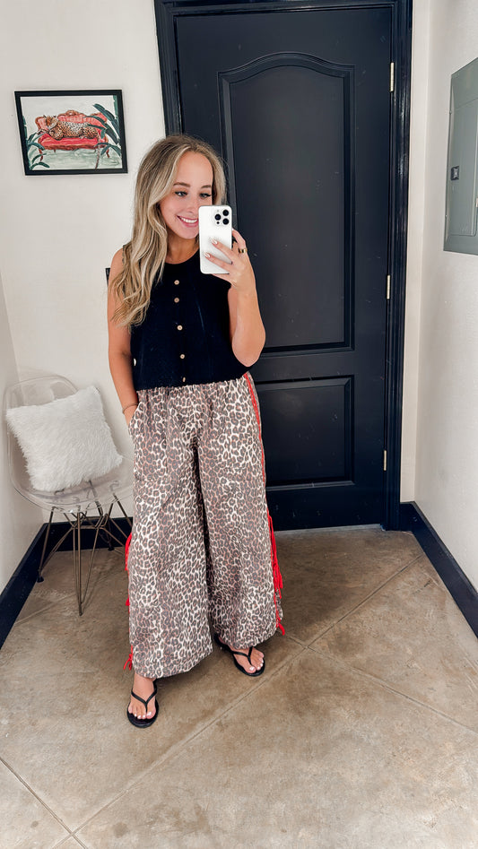 Leopard track pants