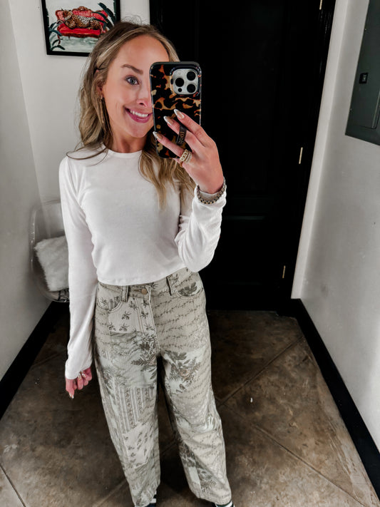 Printed Barrel Pants