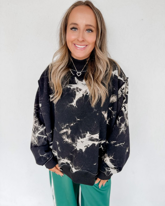 Tie-Dye Mock Neck Sweatshirt