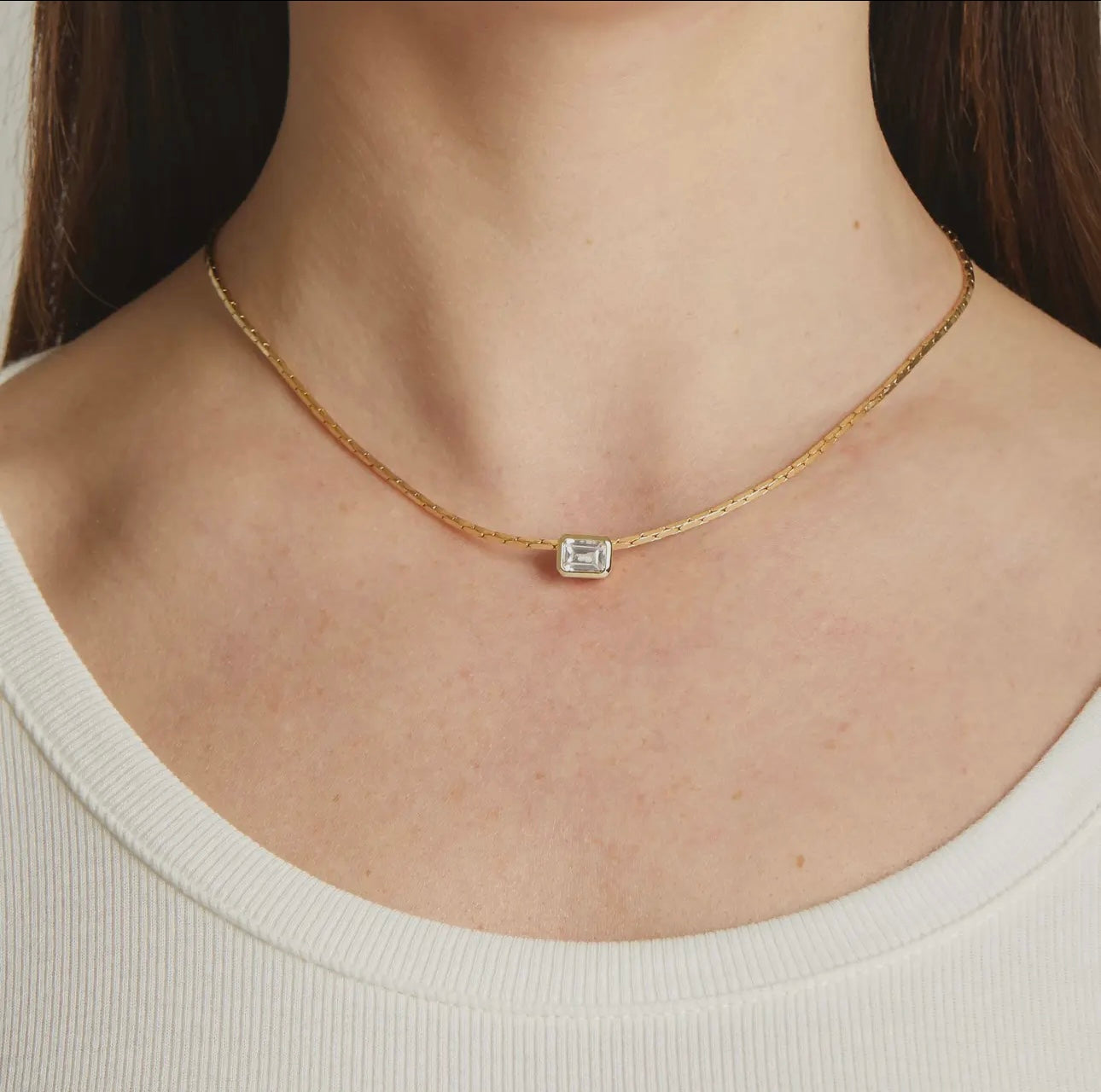 Baguette bezel necklace