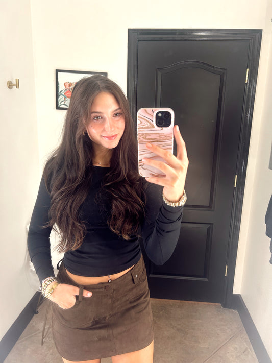 Brown Suede Skort