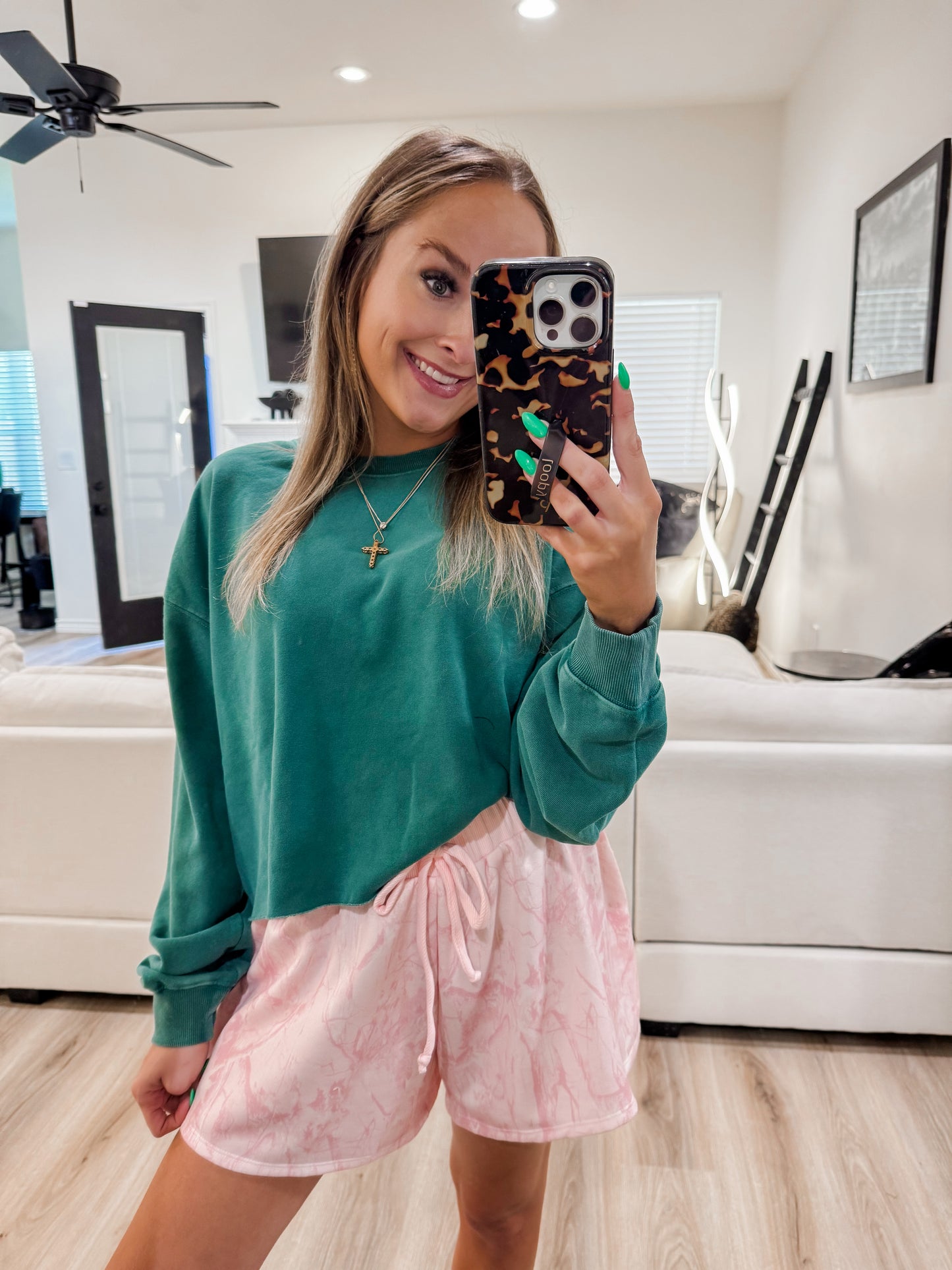 Cropped crewneck sweatshirt