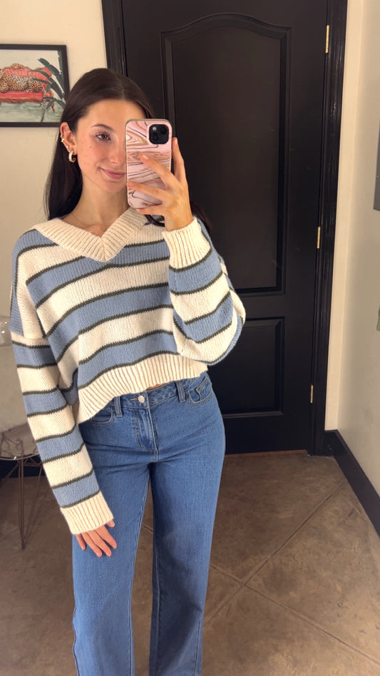 Cropped Stripe Sweater