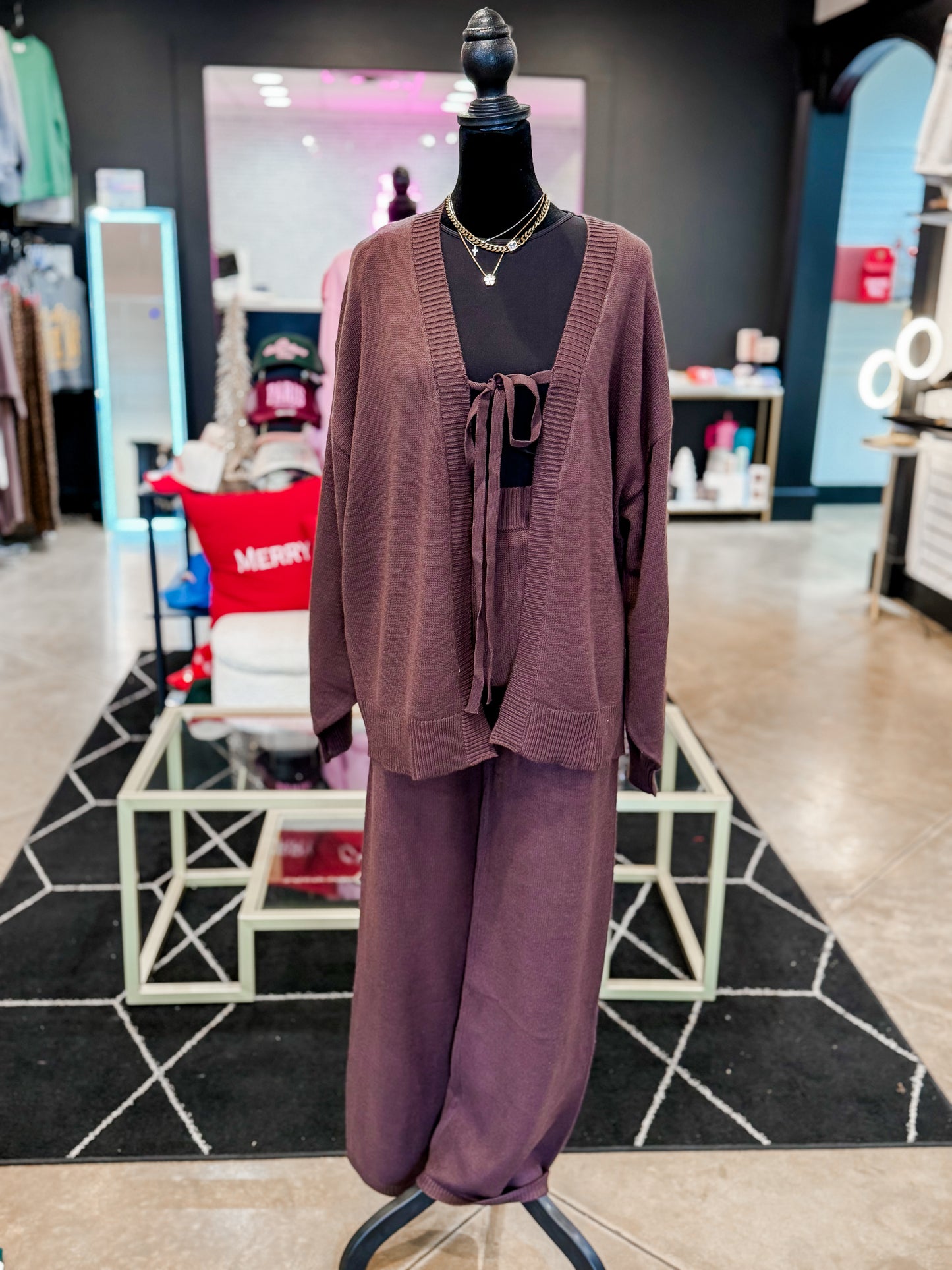 Tie Knit Cardigan & Pants Set