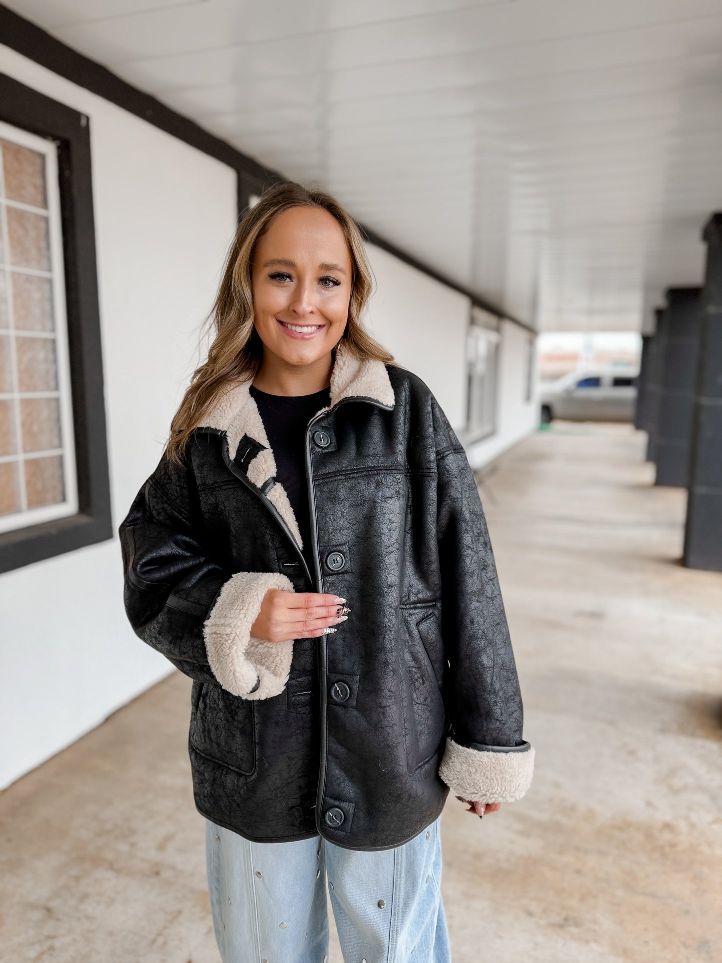 Reversible Sherpa and Leather Jacket