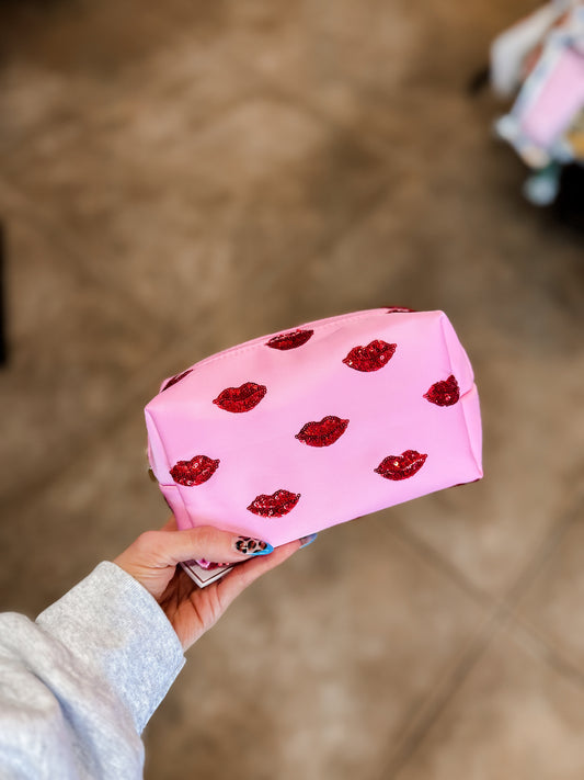Glitter Lips Cosmetic Pouch