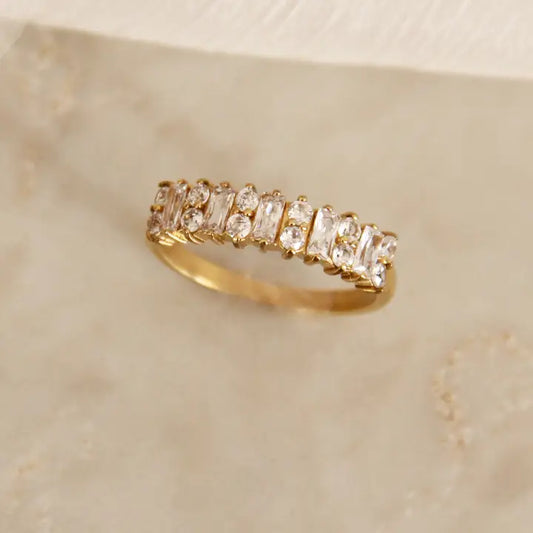 Baguette & Round Wide Band Ring