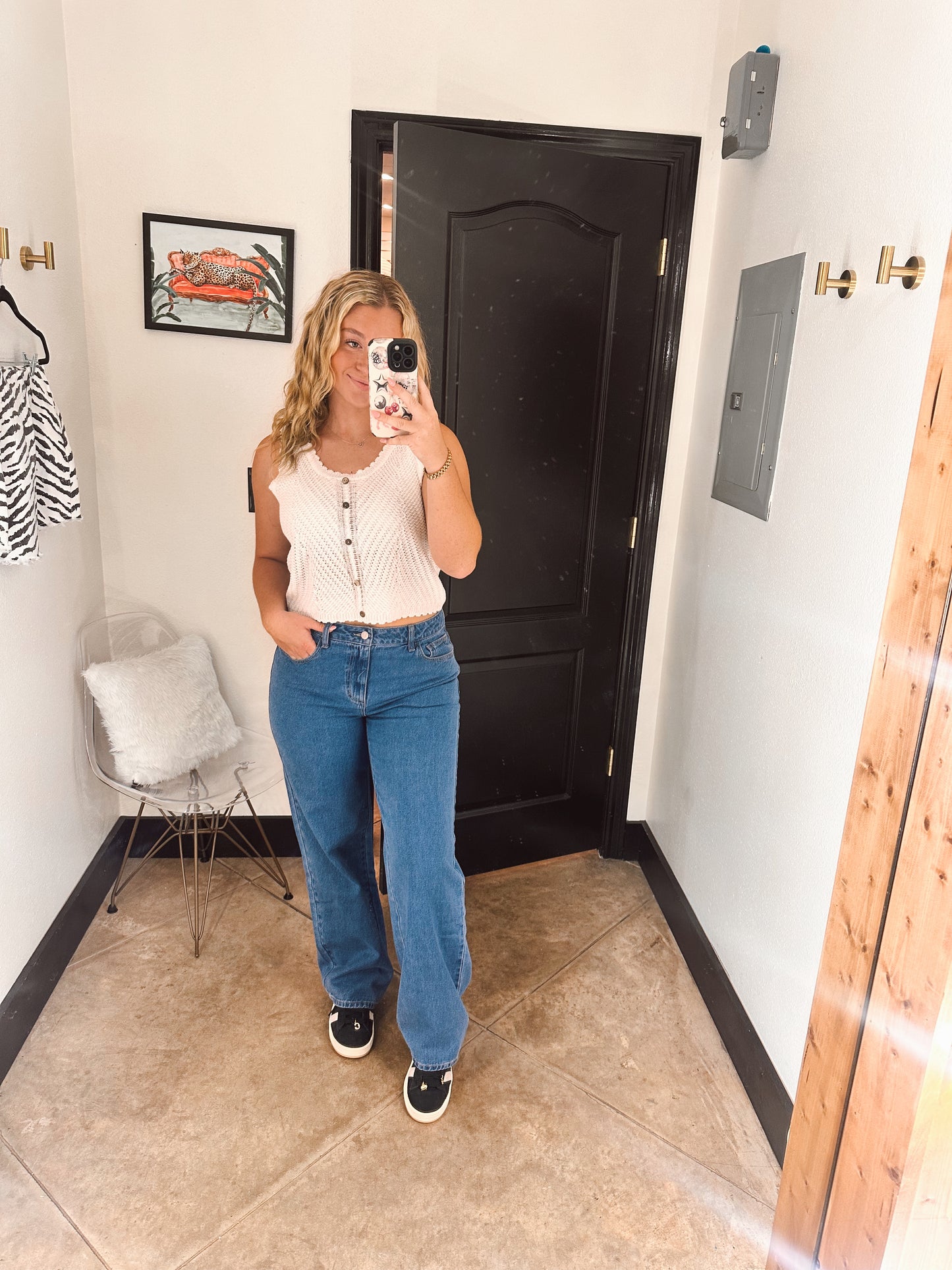 High waisted wide cut jeans