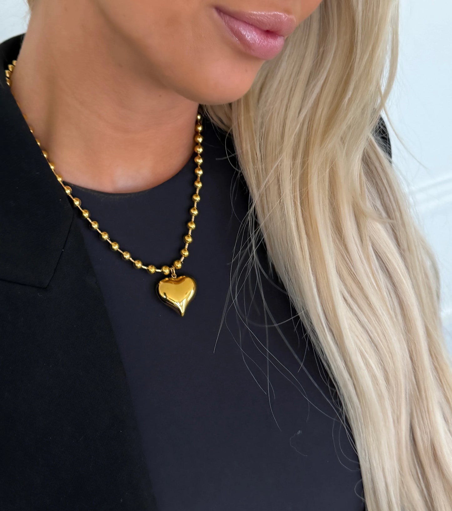 Gold Bubble Heart Necklace