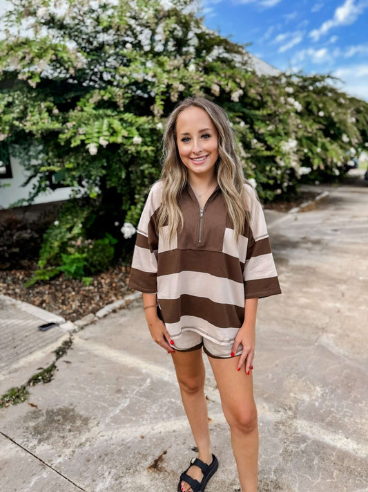 Striped Pullover & Shorts Set - from RoKo Boutique