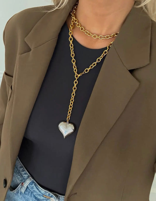 Two tone heart necklace
