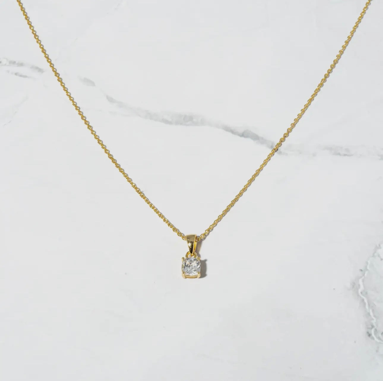 Cushion diamond necklace