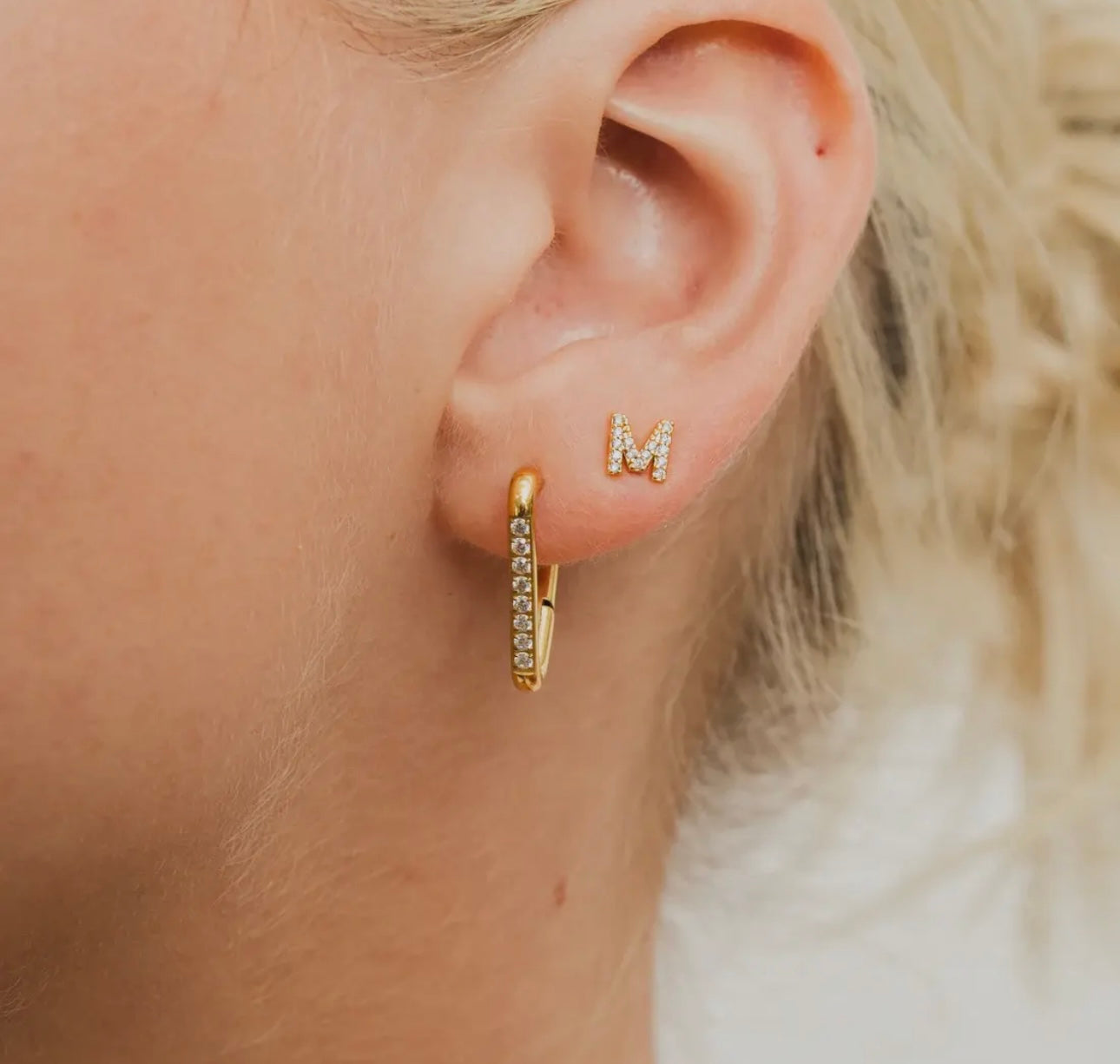 Initial Stud Earrings