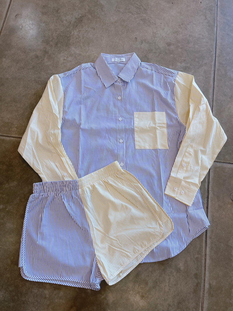 Color Blocked Stripe Shirt