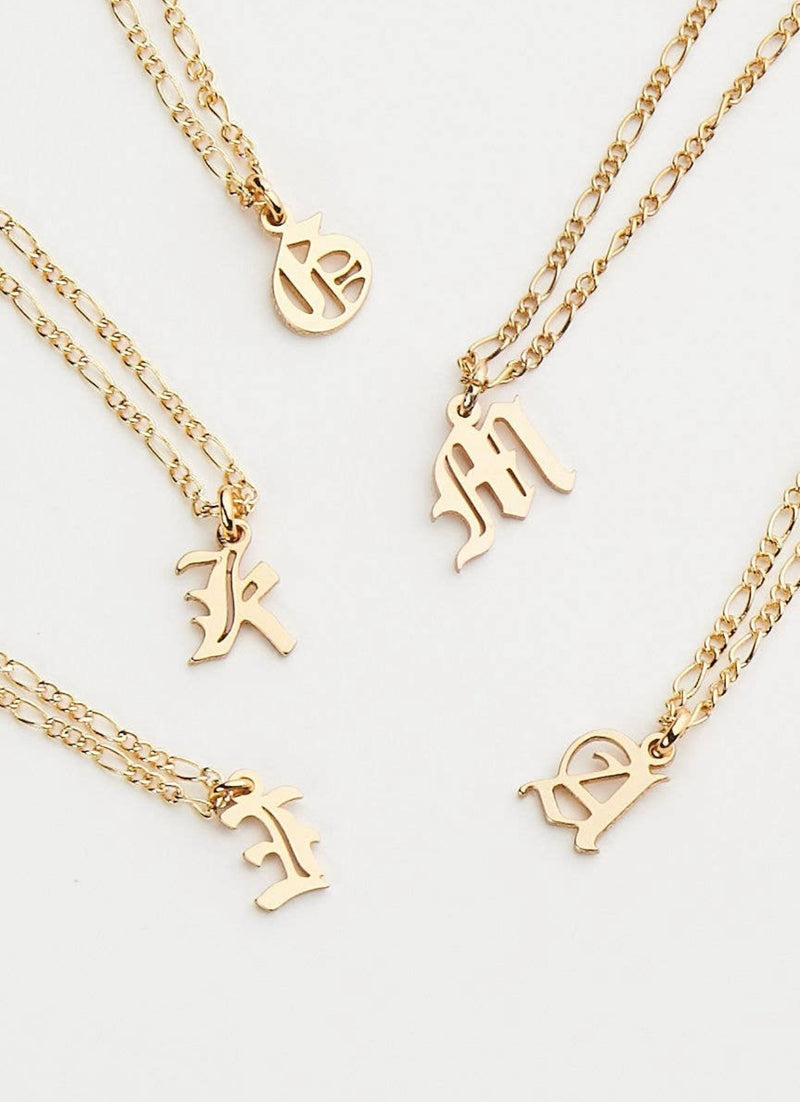 English Initial Necklace